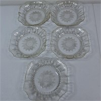 5 FEDERAL COLUMBIA CRYSTAL SOUP BOWLS