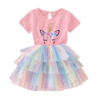 4-5T  Sz 4T/5T Toddler Summer Unicorn Tulle Pink S