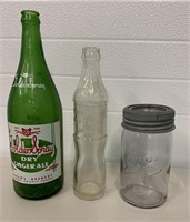 Golden Spray& Dominion Bottles &1908 Gem Fruit Jar