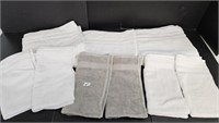 3 BATH & 6 HAND TOWELS - GREY & WHITE