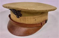 WWI hat and photo - (leather strap broken)