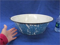 antique blue-white enamel pan (2 handles) 17in dia