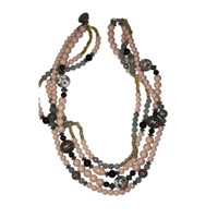 Mid Century Multi Strand Natural Stone Necklace