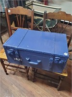 Painted Blue Travel Trunk
