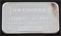 NATIONAL REFINERS 1 OZ 999 FINE SILVER BAR