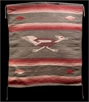 Mexican Road Runner Wool Flat Woven Tapestry