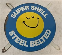 Super Shell Steel Belted tire metal sign