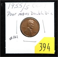 1955/5 Poor Man's double die Lincoln cent
