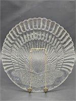 Vintage Turkey Feathers Pressed Glass Platter