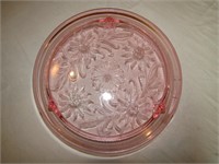 Pink Glass Cake Plate 10" Dia