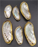 (A) Gold Trimmed Seashell Pendants (2" to 2.5"