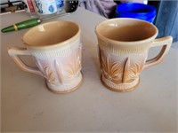Pair of Cactus Pattern Chocolate GlassHandled Mugs