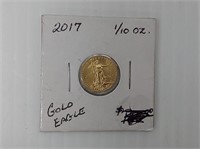 2017 1/10th fine gold $5 coin in holder