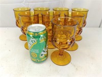8 TIARA CROWN IMPERIAL AMBER WATER GOBLETS