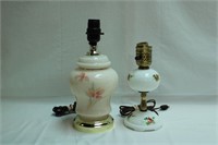 2 odd ceramic table lamps 12" and 9.5"