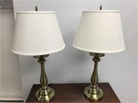 Pair of brushed metal table lights