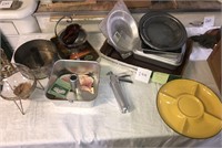 Miscellaneous Kitchen Items Including Baking Pans