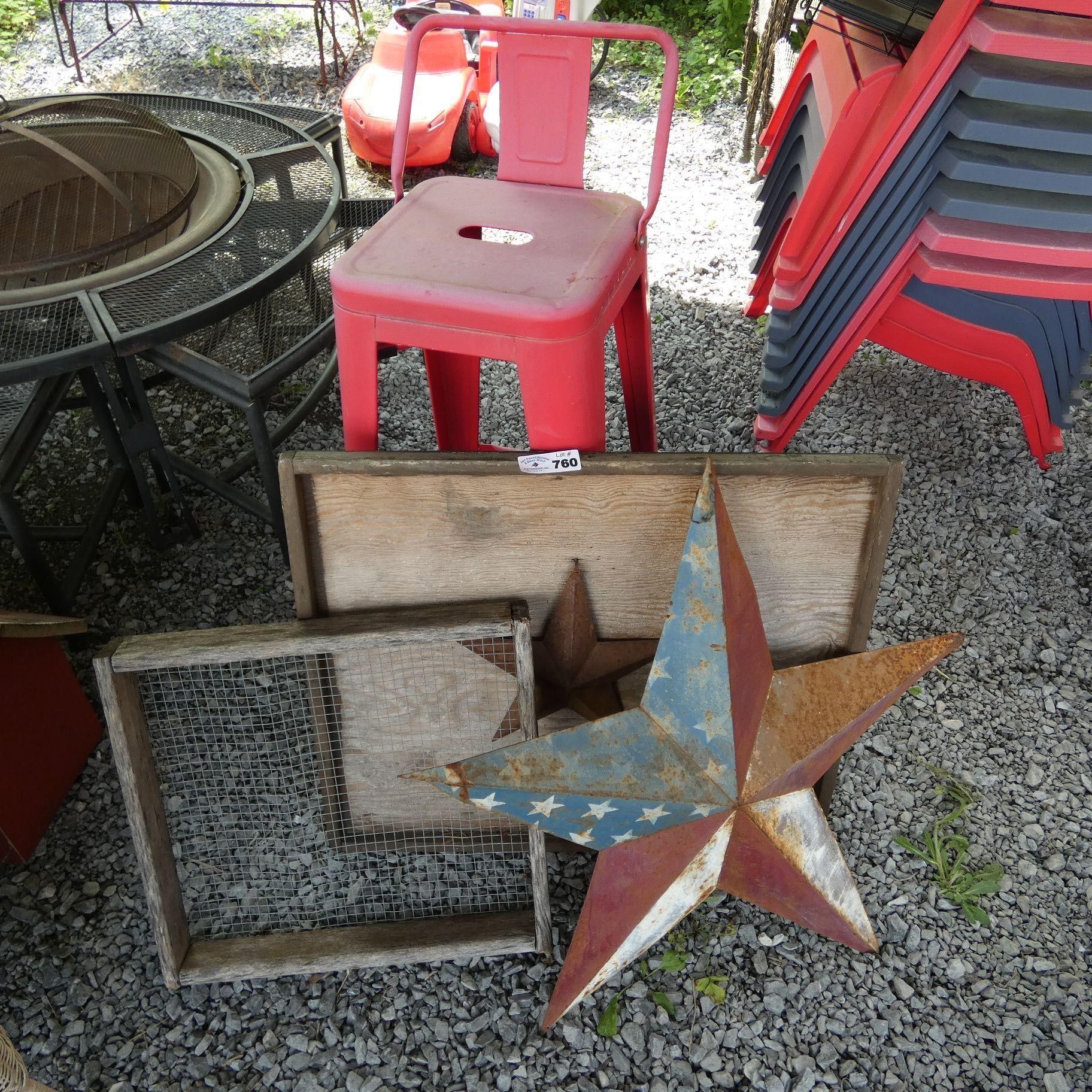 Stool, Star & Wooden Decorations