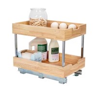 14.5 in. 2-Tier Pull-Out Wood Cabinet Organizer