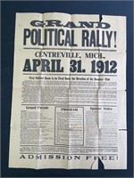 1912 Centreville,MI ‘Grand Political Rally’ Poster