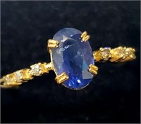 10K YELLOW GOLD CEYLON SAPPHIRE(1.2CT) 1.36G