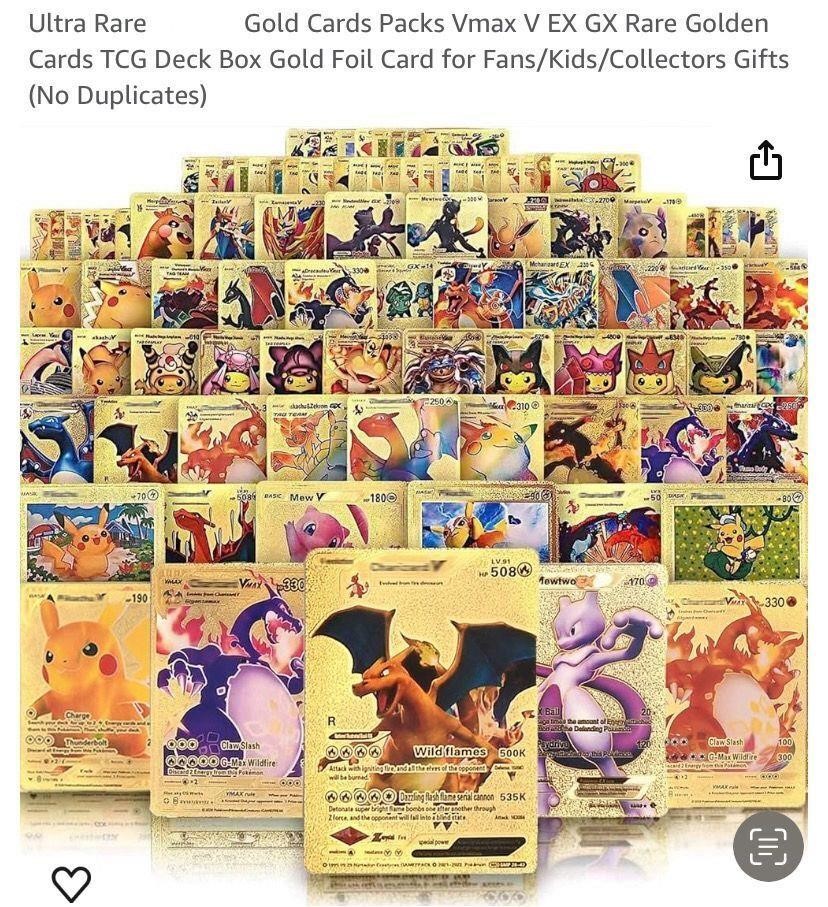 Gold Cards Packs Vmax V EX GX Rare Golden Cards