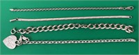 (4) 7" Sterling Silver Bracelets