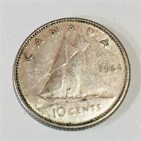 Silver 1964 Canada 10 Cent Coin