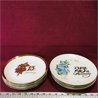 Lot Of 8 Assorted Decorative Anniversary Plates