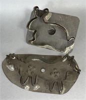 2 tin cookie cutters ca. 1890-1920; handleless