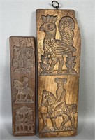 2 carved cookie boards ca. 20th century; both