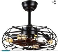 $110 Asyko Caged Ceiling Fans with Lights - Black