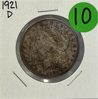 S - 1921-D MORGAN SILVER DOLLAR (10)