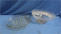 Leaf Design Glass Poultry Platter, Glass Serving