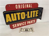 Painted tin Auto Lite service parts double sided