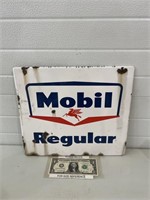 Porcelain Mobil gasoline gas pump plate