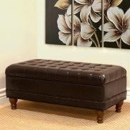 Large Faux Leather Tufted Storage Bench – Brown