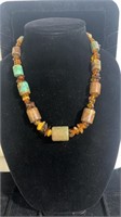 Mid length chunky browns/turquoise necklace