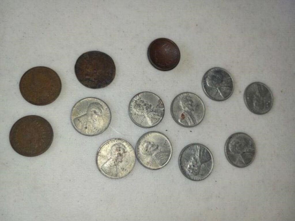 Indian head, & 1943 steel pennies