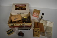 Vintage Cigar Box W/ Train Parts