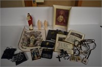 Lot Of Religious Items - Figurines, Photos, Etc.