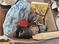 Books and Birdhouse Box Lot