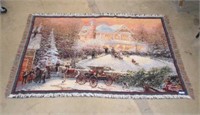 Thomas Kinkade Christmas Themed Woven Throw