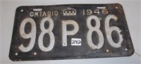 1946 Single Ontario License Plate 98P86