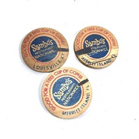 Vintage Sambos Wooden Chip Bundle of 3 Lot