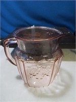 Pink depression glass juice pitcher