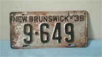 1938 New Brunswick License Plate