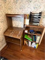 Vintage desk bookshelf & contents