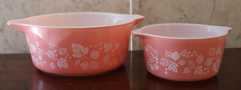Vintage Pink Gooseberry Pyrex Dishes