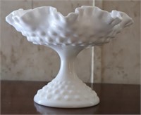 Vintage Hobnail Milk Glass Pedestal Candy Dish